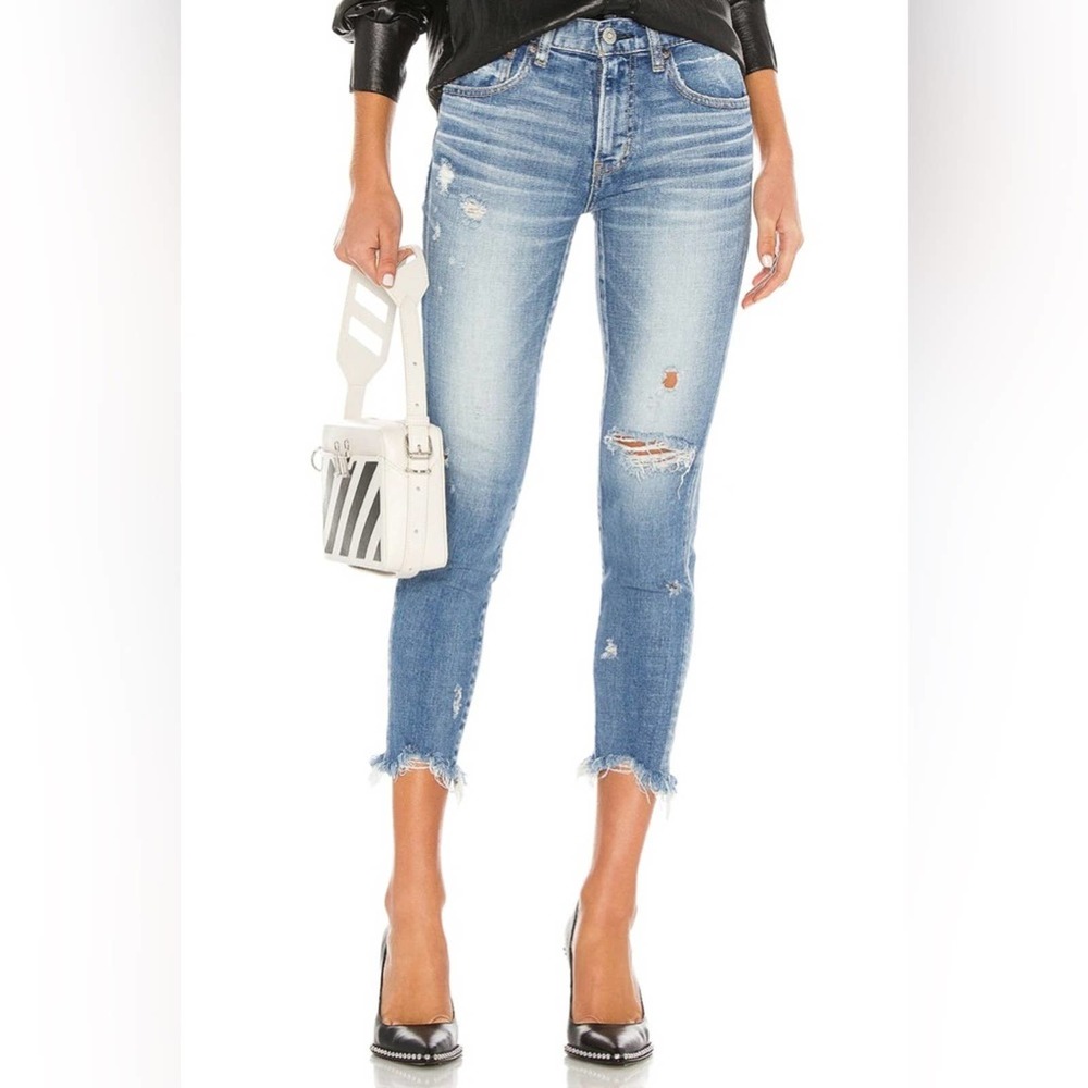 Moussy Light Blue Distressed Skinny Jeans